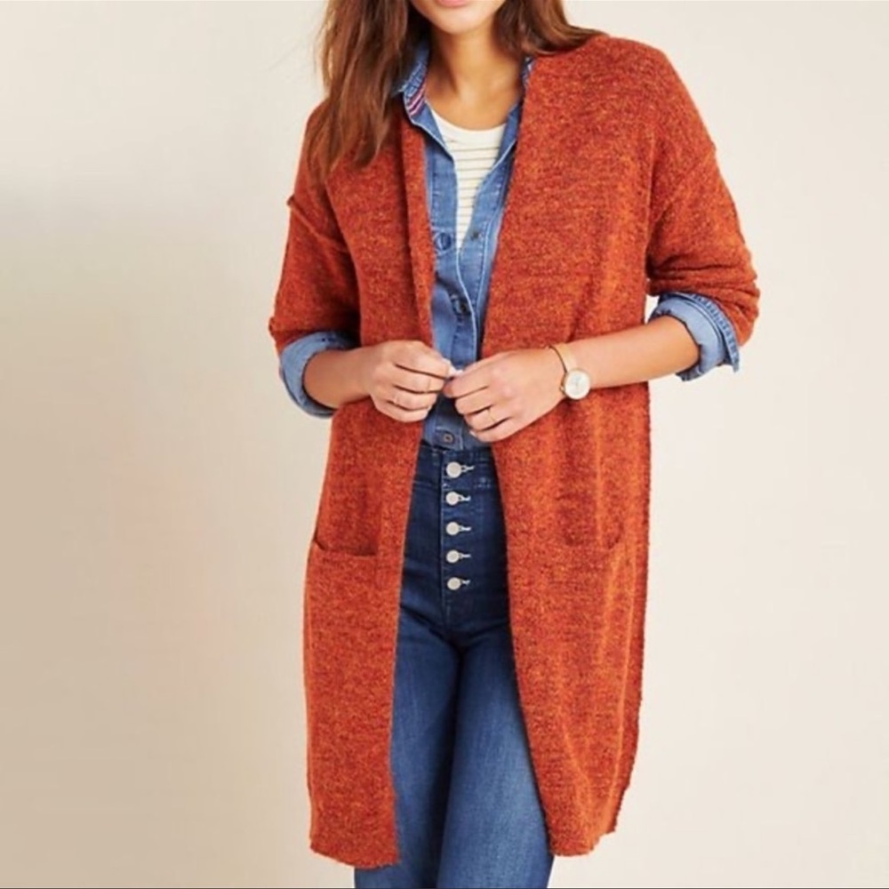ANTHROPOLOGIE Jolie burnt orange cardigan sweater